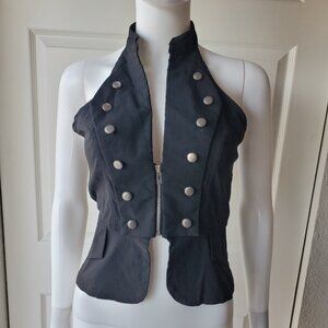 Body Central Y2K Black Vest Top With Buttons